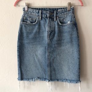 All Saints Raw Hem Denim Skirt Mini Size 0